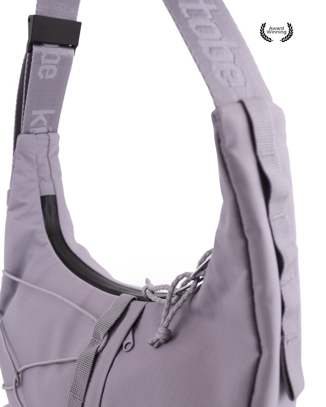 Close-up of HAZE zipper and strap detail